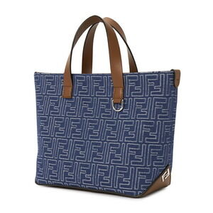 FENDI FF Jacquard Shopper Tote Shoulder Bag Brown